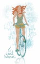 Summer bicycle smiling girl