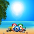 Summer bingo lottery ballson on the beach