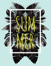 Summer black leaves mirror illustration Royalty Free Stock Photo