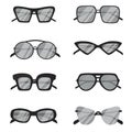 Summer black sunglasses collection. Vector set