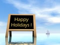 Summer blackboard wishing happy holidays - 3D