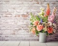 Summer Blooms and Dutch Masterpieces: Stylishly Displayed on a Chic White Brick Wall