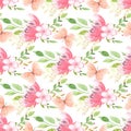 Summer blossom watercolor seamless pattern Royalty Free Stock Photo