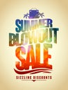 Summer blowout sale text design with tropical backdrop Royalty Free Stock Photo