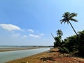 Summer blue sky above siolim river