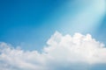 Summer blue sky background with white clouds and beautiful light of heaven Royalty Free Stock Photo