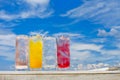 Summer sky and cold drinks Royalty Free Stock Photo