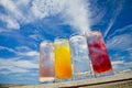 Summer sky and cold drinks Royalty Free Stock Photo