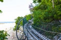 Summer bobsleigh track at Labadee island at Haiti at sunny day,