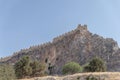 Summer bottom cliff view Acropolis of Lindos of Rhodes