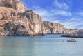 Summer bottom cliff view Acropolis of Lindos of Rhodes