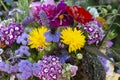 colorfull summer bouquet in vase in garden setting