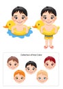 Summer boy in duck Inflatable ring cartoon vector