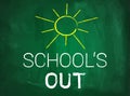 Summer break text on green blackboard