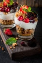 Summer breakfast with fresh berries and fruits Royalty Free Stock Photo