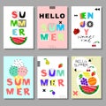 Summer bright memphis style cards set.