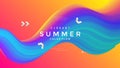 Summer bright party poster. Abstract gradient wave