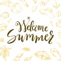 Summer brush lettering. Handwritten poster for your design. Vector quote illustration