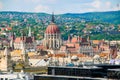 Summer Budapest. Panorama of The town and the Parliament in Budapest. Royalty Free Stock Photo