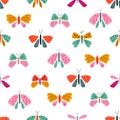 Summer butterfly pattern. Cute childish flying insects repeat background, vector textile design Royalty Free Stock Photo