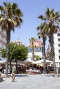 Summer cafe on Passeig Maritim at Barceloneta beach