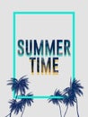 Summer california tumblr backgrounds set with palms, sky and sunset. Summer placard poster flyer invitation card. Summertime. Royalty Free Stock Photo