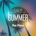 Summer california tumblr backgrounds set with palms, sky and sunset. Summer placard poster flyer invitation card.