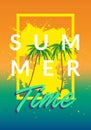 Summer california tumblr backgrounds set with palms, sky and sunset. Summer placard poster flyer invitation card. Summertime. Royalty Free Stock Photo