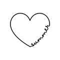 Summer - calligraphy word with hand drawn heart. Lettering symbol illustration for t-shirt, poster, wedding, greeting