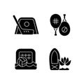 Summer camp activities black glyph icons set on white space Royalty Free Stock Photo