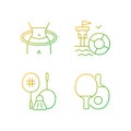 Summer camp activities gradient linear vector icons set Royalty Free Stock Photo