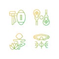 Summer camp activities gradient linear vector icons set