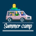 Summer Camp Banner. Parents Traveling with Kids.