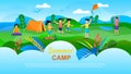 Summer Camp for Children Advertising Flat Banner