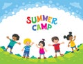 Summer camp. Children. Design template with logo Royalty Free Stock Photo