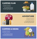 Summer camp club vector camping web banners