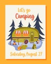 Summer camp concept Camping and Travelling on holiday with different equipment such as tent, backpack and others. Poster Royalty Free Stock Photo