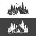 Summer camp day and night. Vector illustration. Concept for shirt or logo, print, stamp or tee. Royalty Free Stock Photo