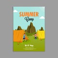 Summer camp poster, flyer or banner design. Royalty Free Stock Photo