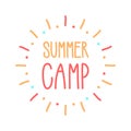 Summer camp hipster emblem. Vector design logo icon. Hand drawn doodle