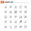 25 Summer Camp icon set. vector background Royalty Free Stock Photo