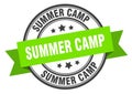 summer camp label sign. round stamp. band. ribbon Royalty Free Stock Photo