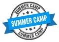 summer camp label sign. round stamp. band. ribbon Royalty Free Stock Photo
