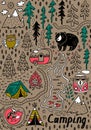 Summer camp and national park seamless pattern