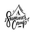Summer Camp phrase. Hand drawn vector lettering. Motivation qoute. Isolated on white background