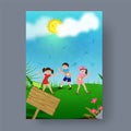Summer camp poster, flyer or banner design. Royalty Free Stock Photo