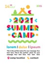 Summer camp poster with nature landscape Royalty Free Stock Photo