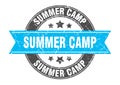 summer camp round stamp with ribbon. label sign