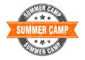 summer camp round stamp with ribbon. label sign