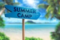 Summer camp sign board arrow Royalty Free Stock Photo